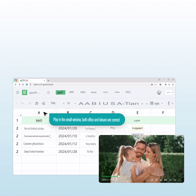 Picture-in-picture video player floating above a webpage